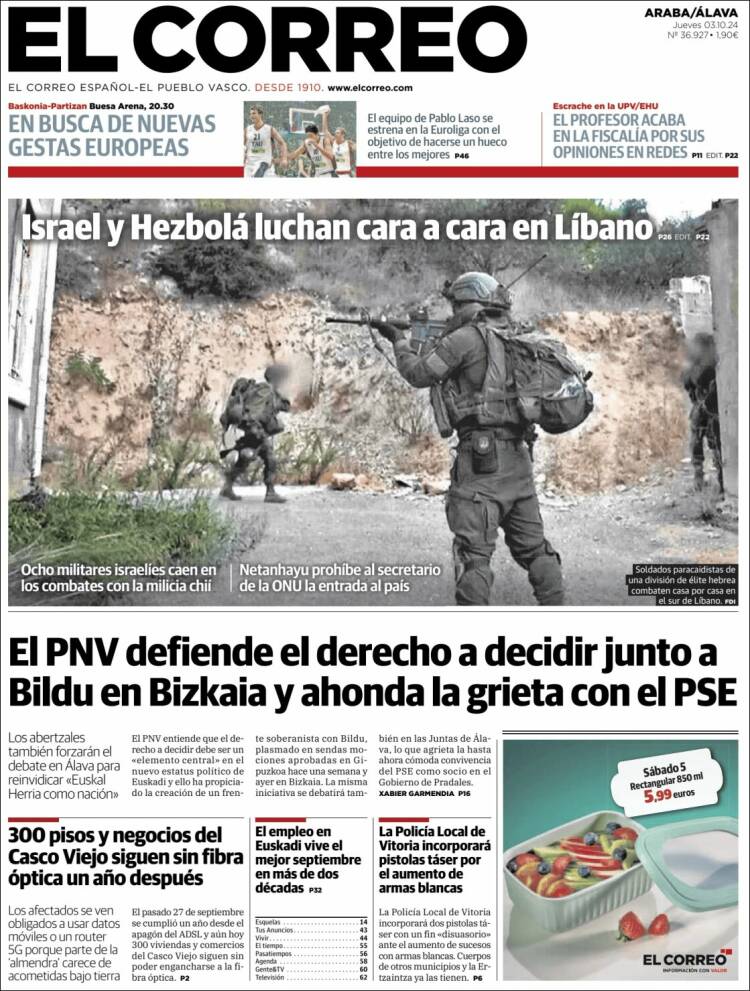 Portada de El Correo - Álava (España)