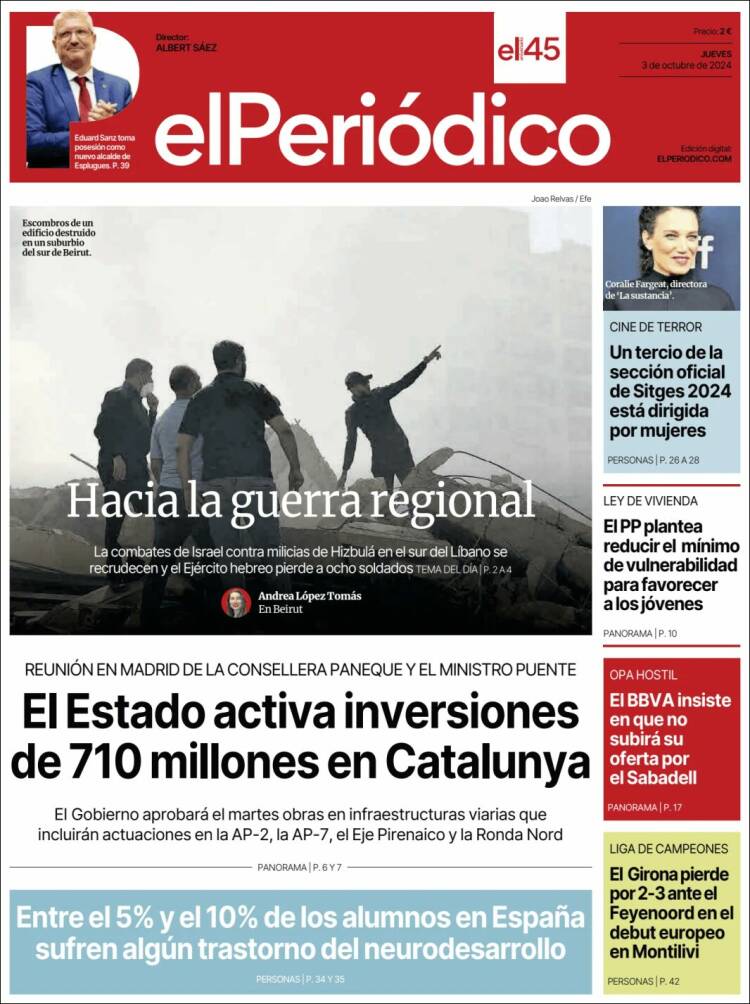 Portada de El Periódico (España)