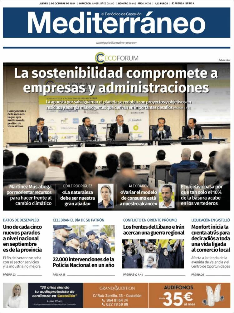 Portada de El Periódico Mediterraneo (España)