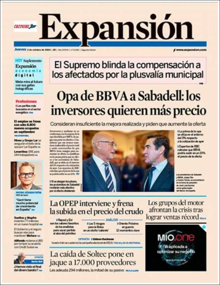 Portada de Expansión (España)