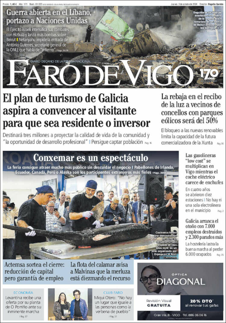 Portada de Faro de Vigo (España)