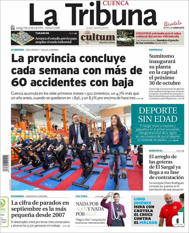 Portada de La Tribuna de Cuenca (España)
