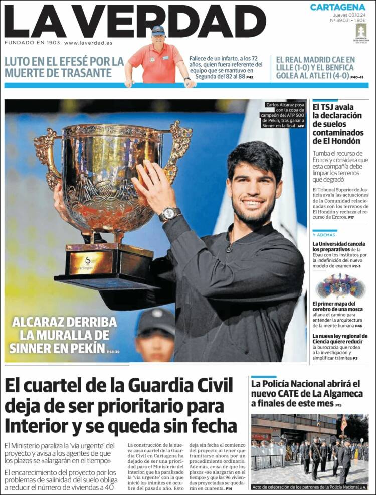 Portada de La Verdad de Cartagena (España)