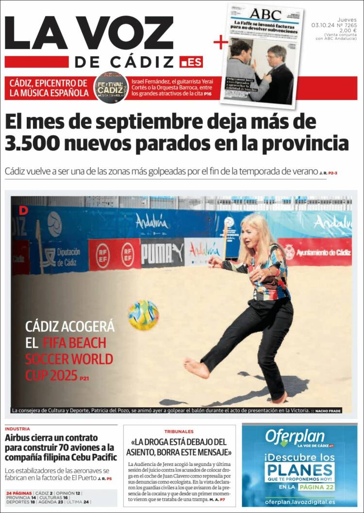 Portada de La Voz de Cádiz (España)
