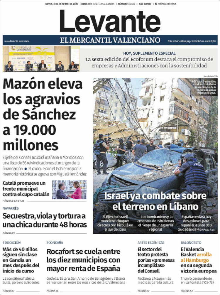 Portada de Levante (España)