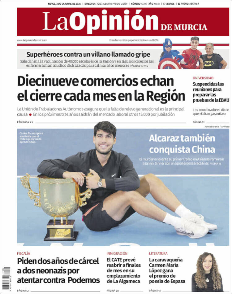 Portada de La Opinión de Murcia (España)