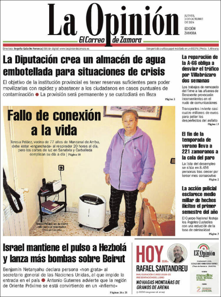 Portada de La Opinión - El Correo de Zamora (España)