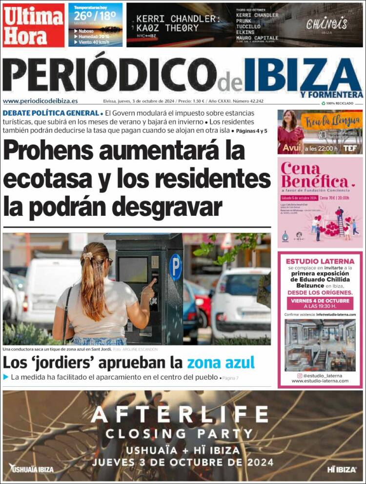 Portada de Periódico de Ibiza (España)