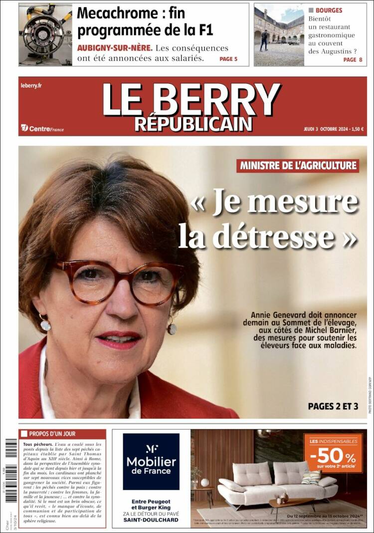 Portada de Berry Republicain (Francia)