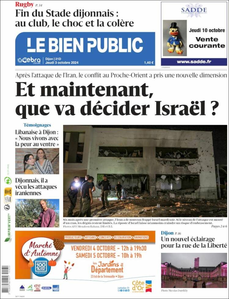 Portada de Le Bien Public (Francia)
