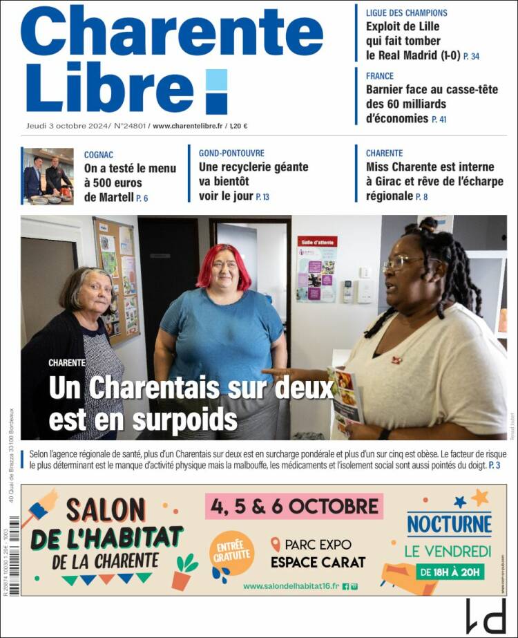 Portada de Charente Libre (Francia)