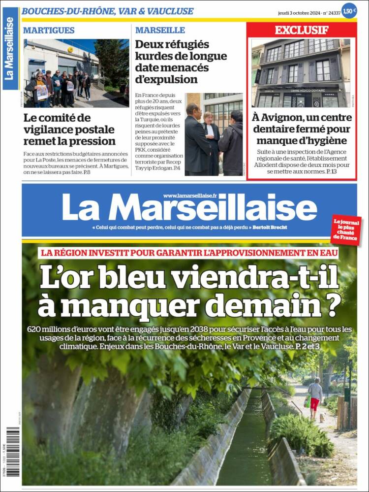 Portada de La Marseillaise (Francia)