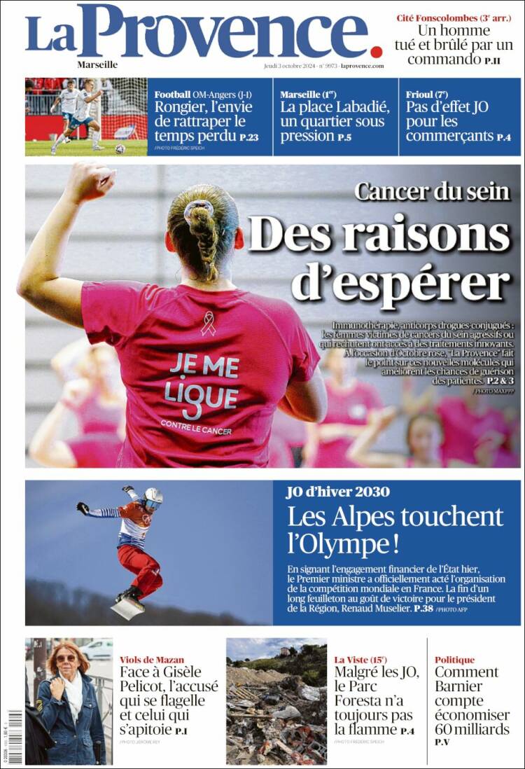 Portada de La Provence (Francia)