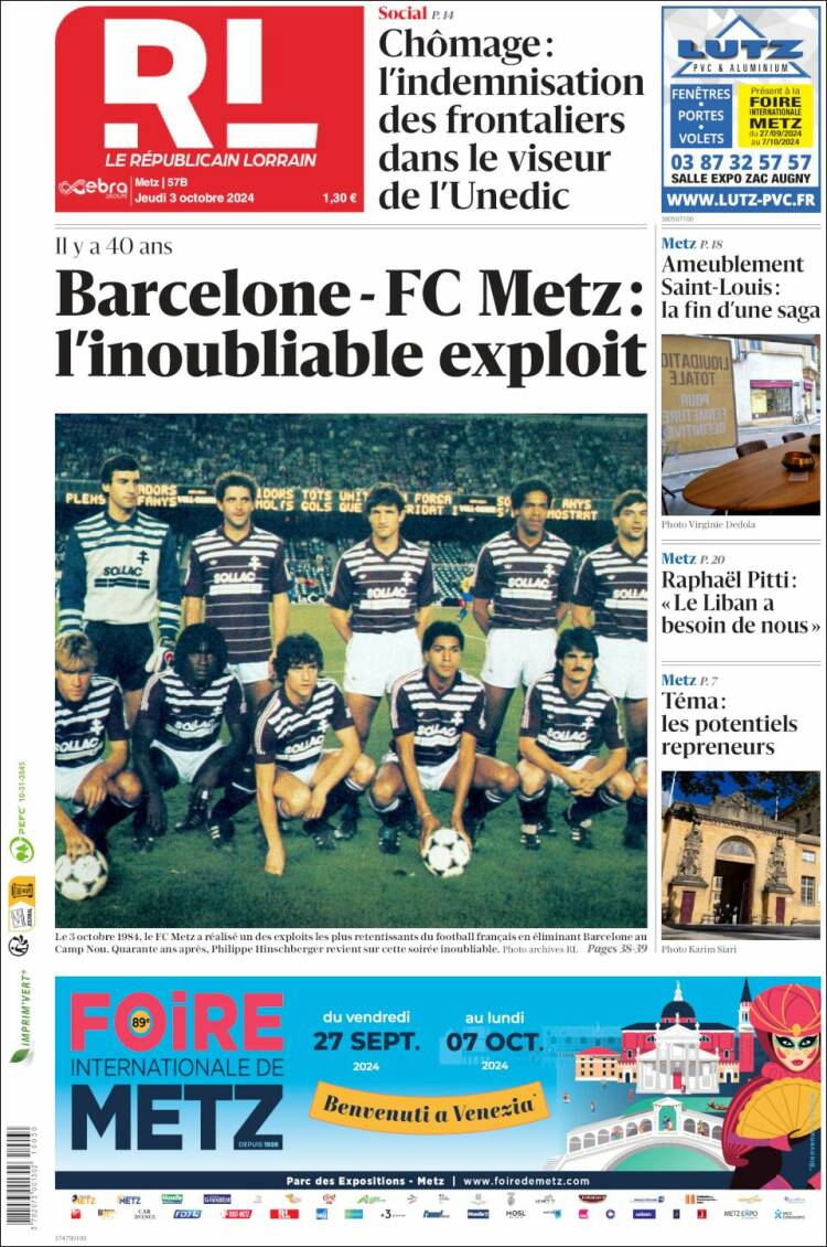 Portada de Le Republicain Lorrain (Francia)