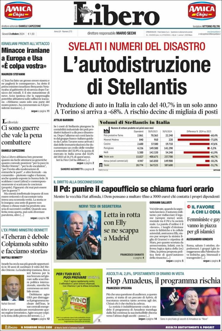 Portada de Libero (Italia)