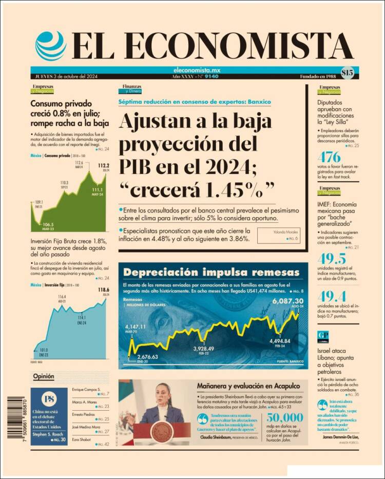 Portada de El Economista (México)