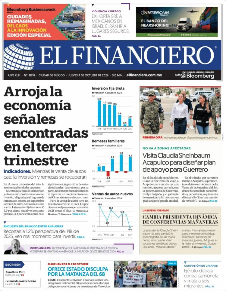 Portada de El Financiero (México)