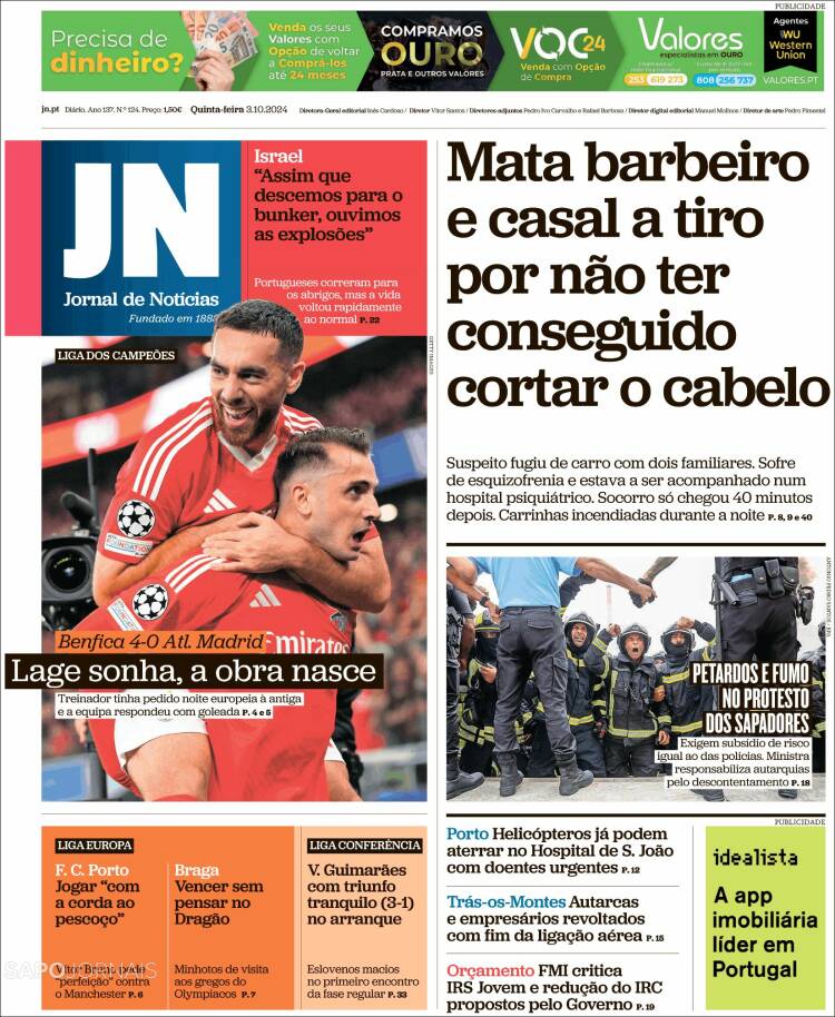 Portada de Jornal de Notícias (Portugal)