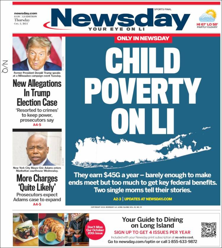 Portada de Newsday (USA)