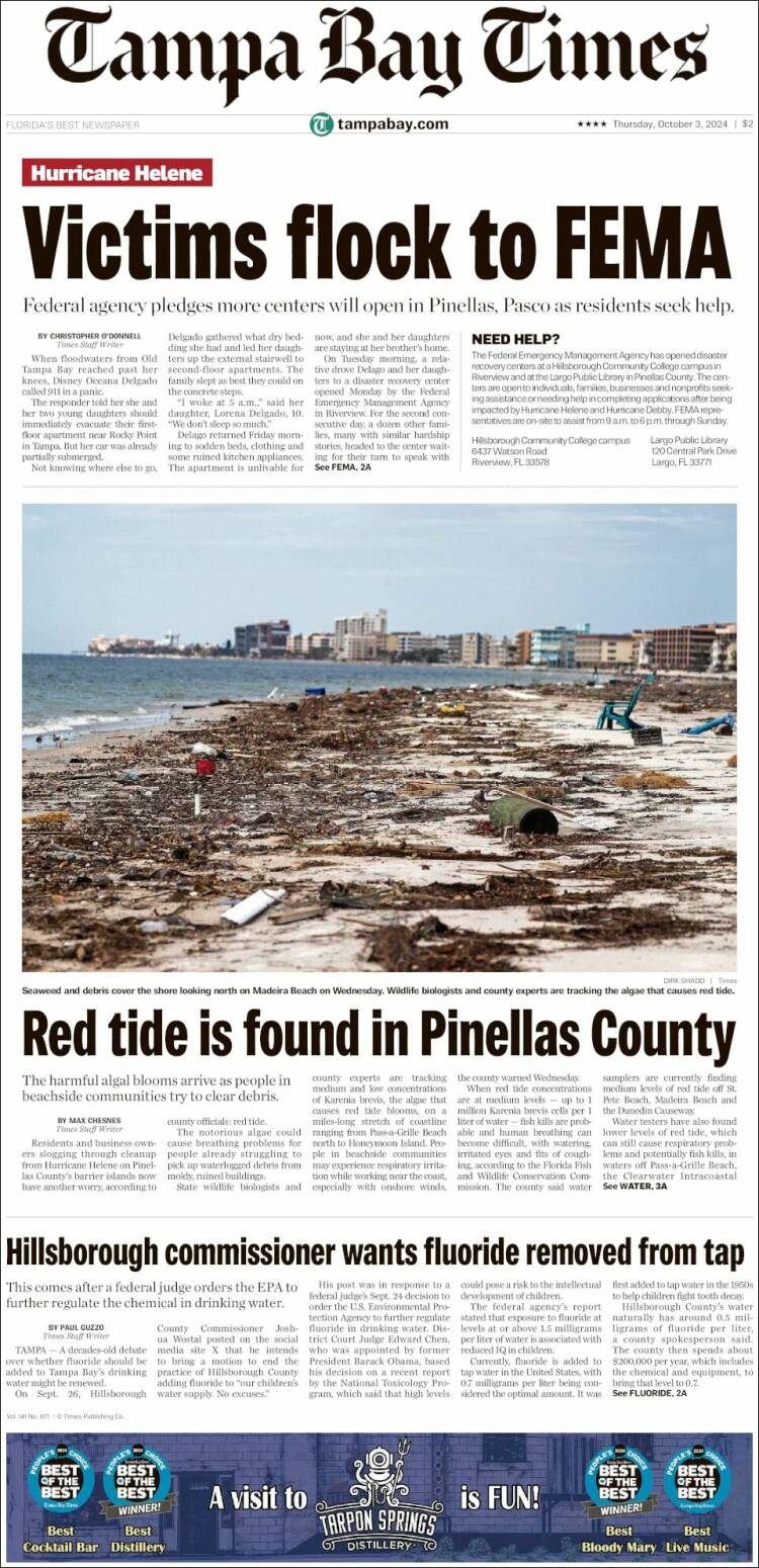 Portada de Tampa Bay Times (USA)