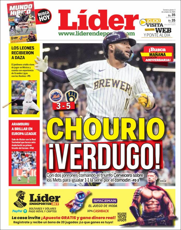 Portada de Lider en deportes (Venezuela)