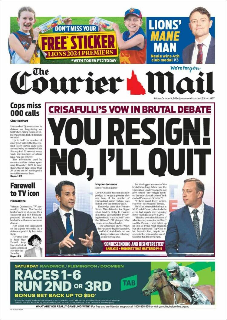 Portada de The Courier-Mail (Australia)