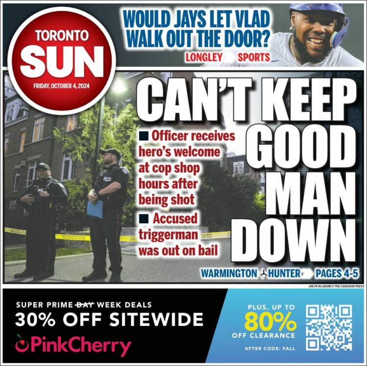 Portada de The Toronto Sun (Canadá)