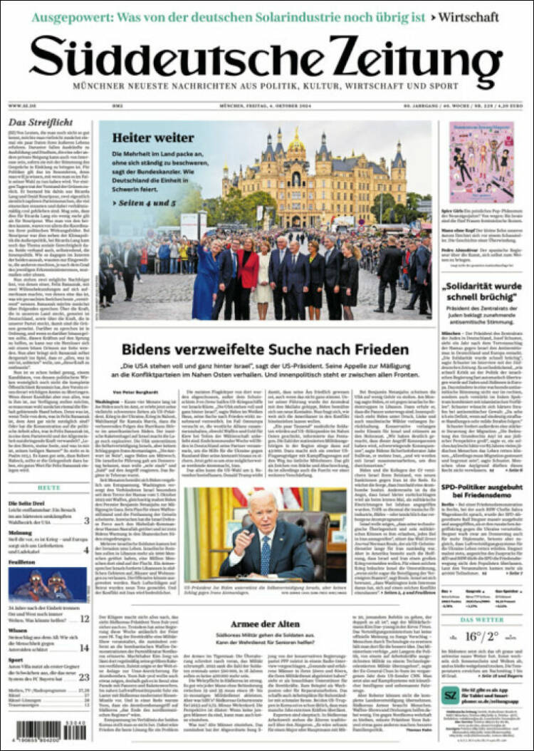 Portada de Sueddeutsche (Germany)