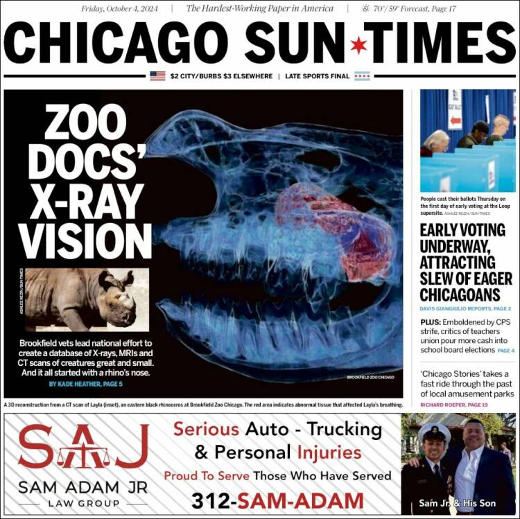 Portada de Chicago Sun-Times (USA)