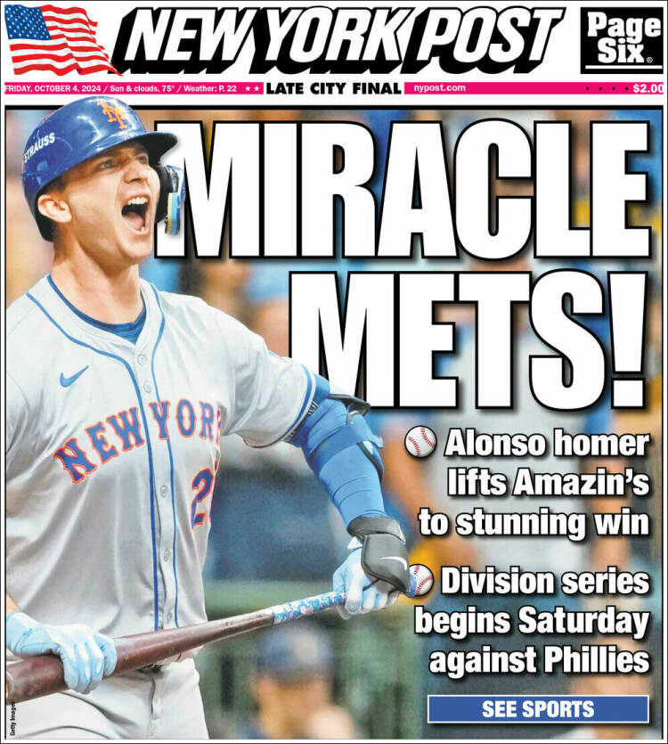 Portada de New York Post (USA)