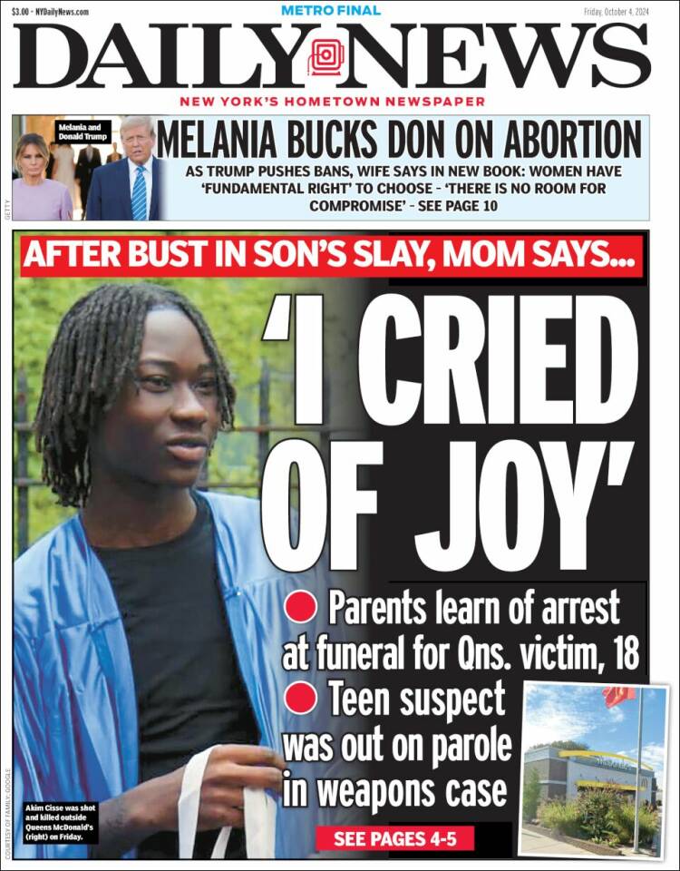 Portada de Daily News - New York (USA)