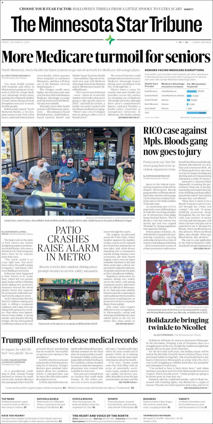 Portada de Star Tribune (USA)