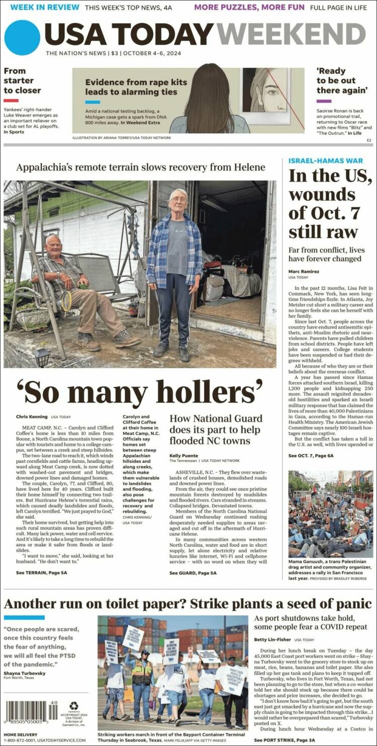 Portada de USA Today (USA)