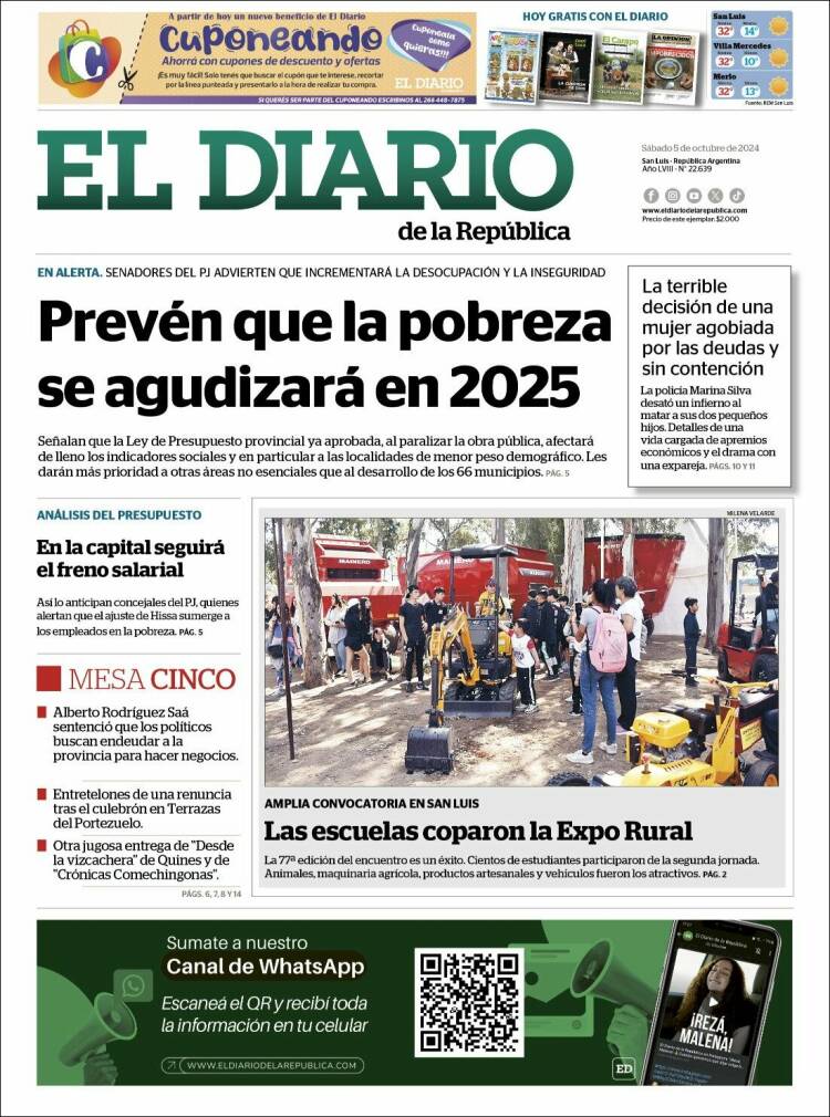 Portada de Diario de la República (Argentina)