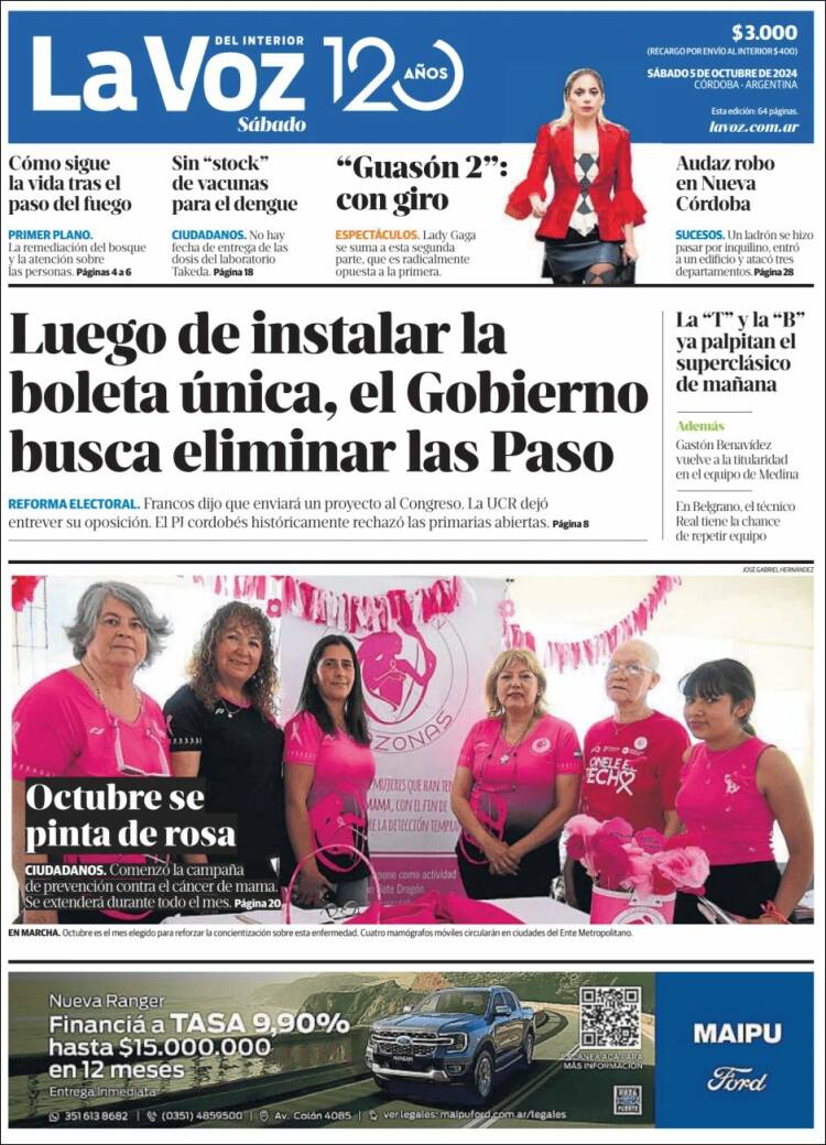 Portada de La Voz del Interior (Argentina)