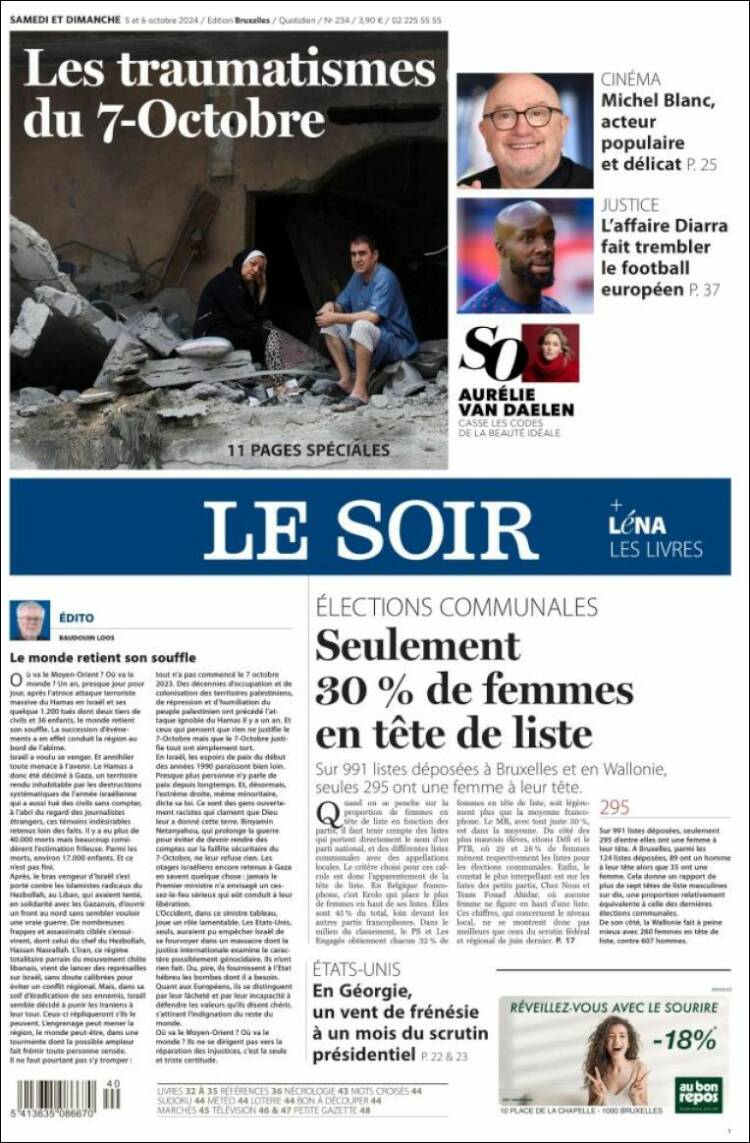 Portada de Le Soir (B&eacute;lgica)