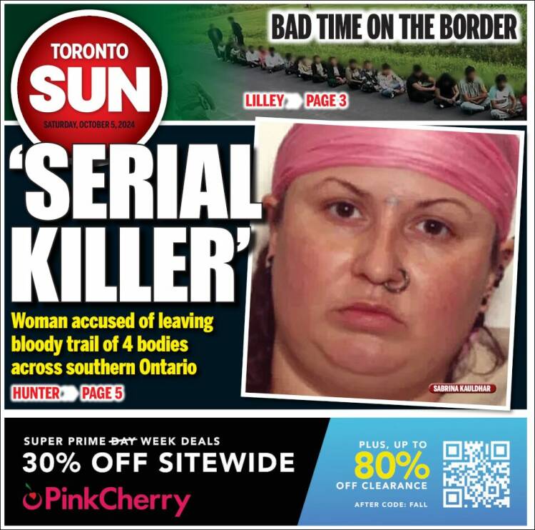 Portada de The Toronto Sun (Canadá)