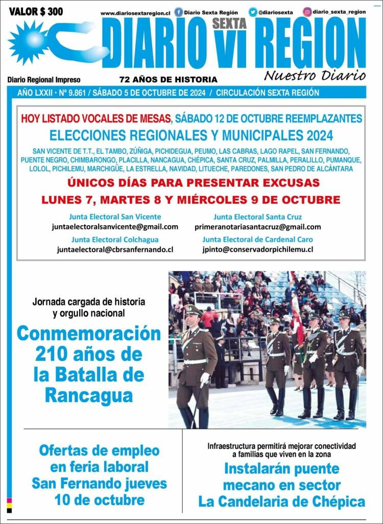 Portada de Diario VI Región (Chile)
