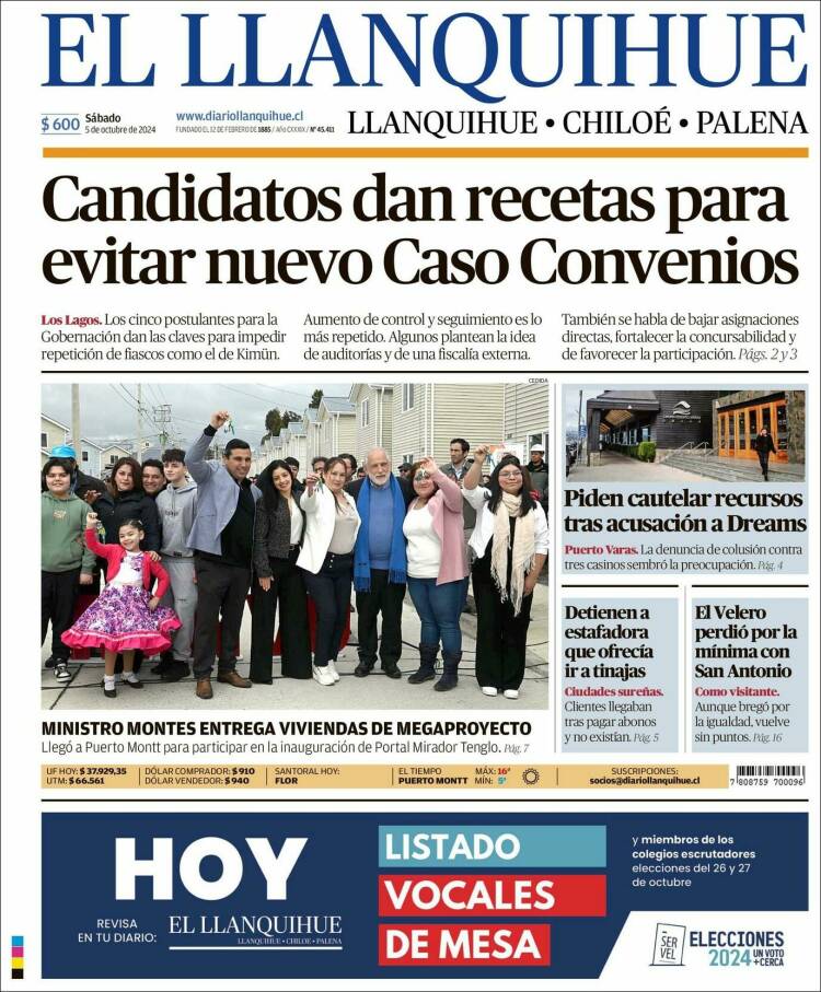 Portada de El Llanquihue (Chile)