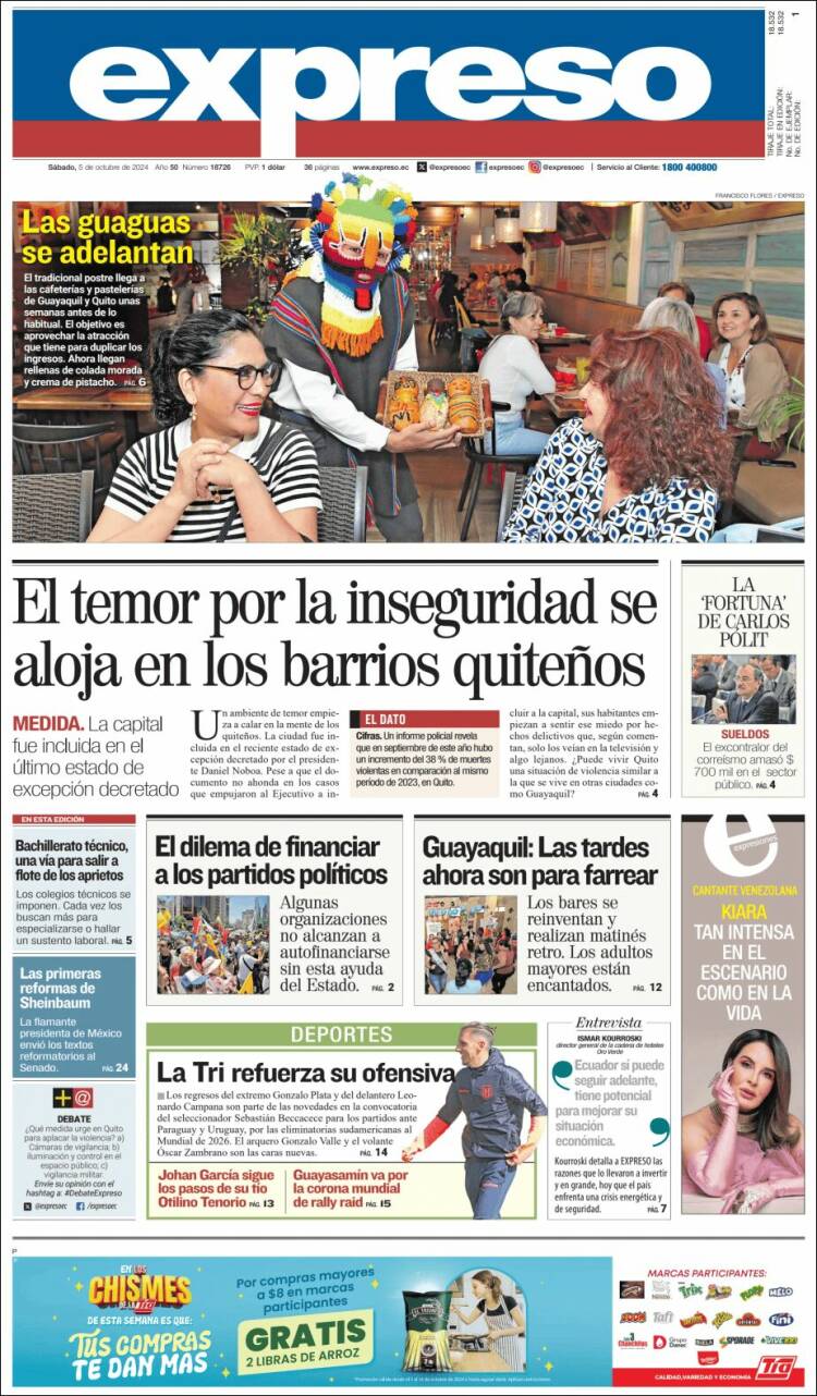 Portada de Expreso (Ecuador)