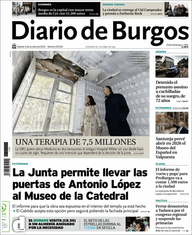 Portada de Diario de Burgos (Espa&ntilde;a)