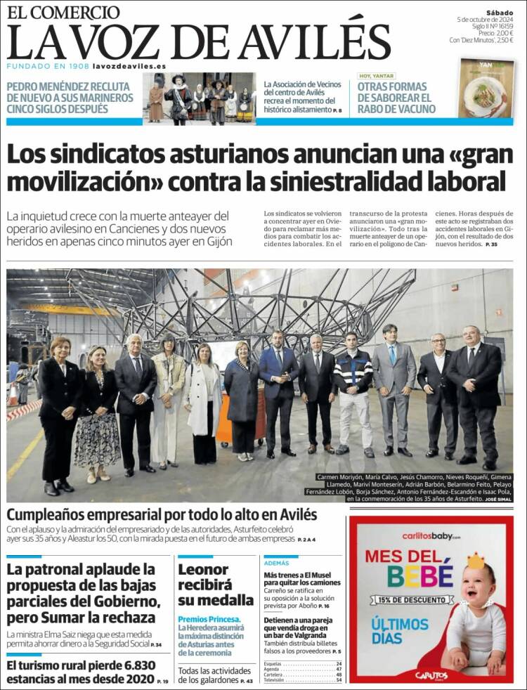 Portada de El Comercio - Avilés (Espa&ntilde;a)