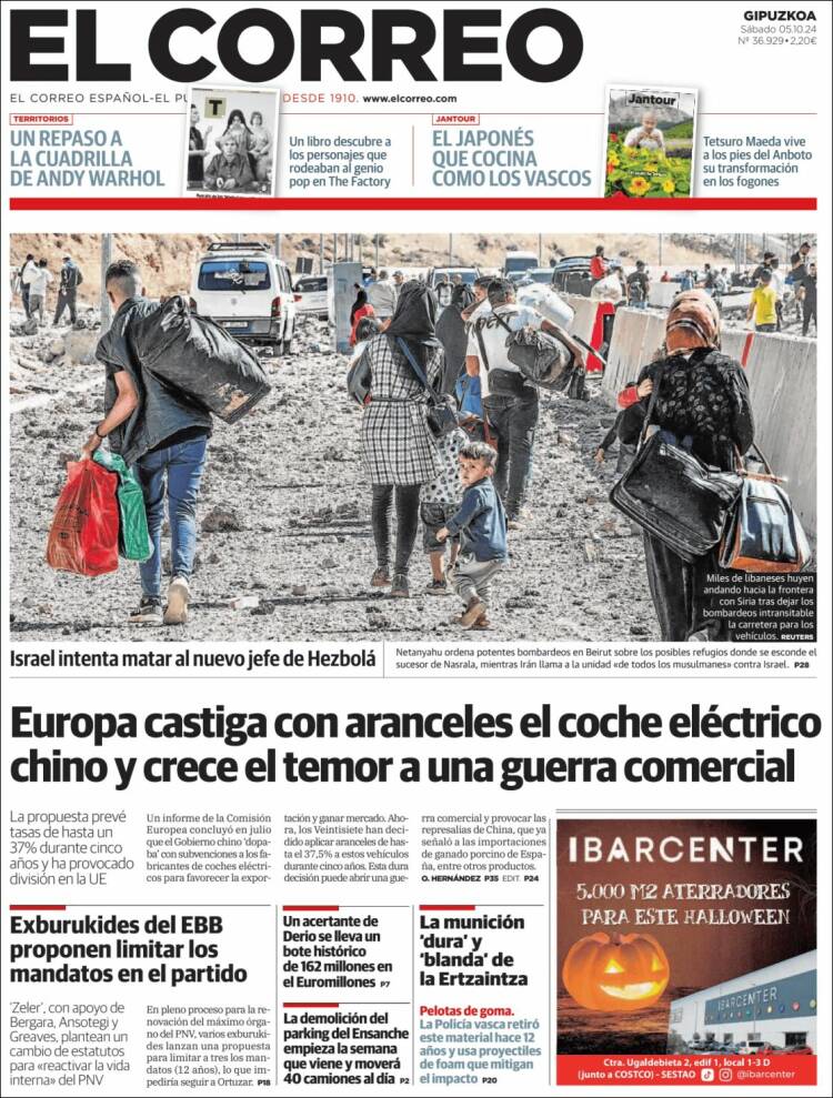 Portada de El Correo - Guipuzcoa (Espa&ntilde;a)