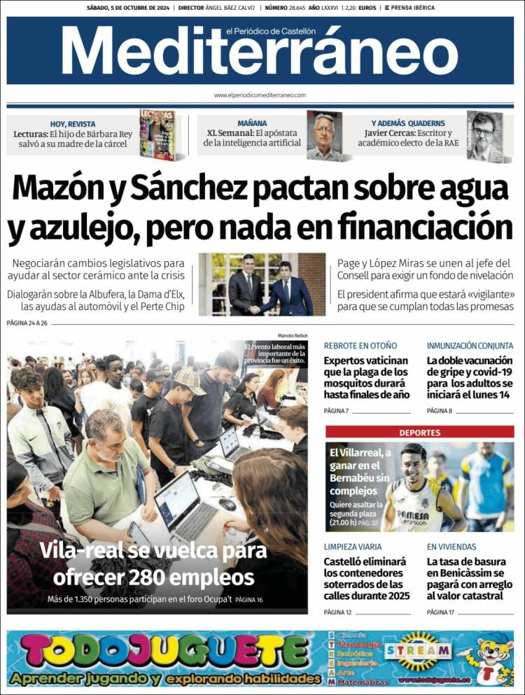 Portada de El Periódico Mediterraneo (Espa&ntilde;a)