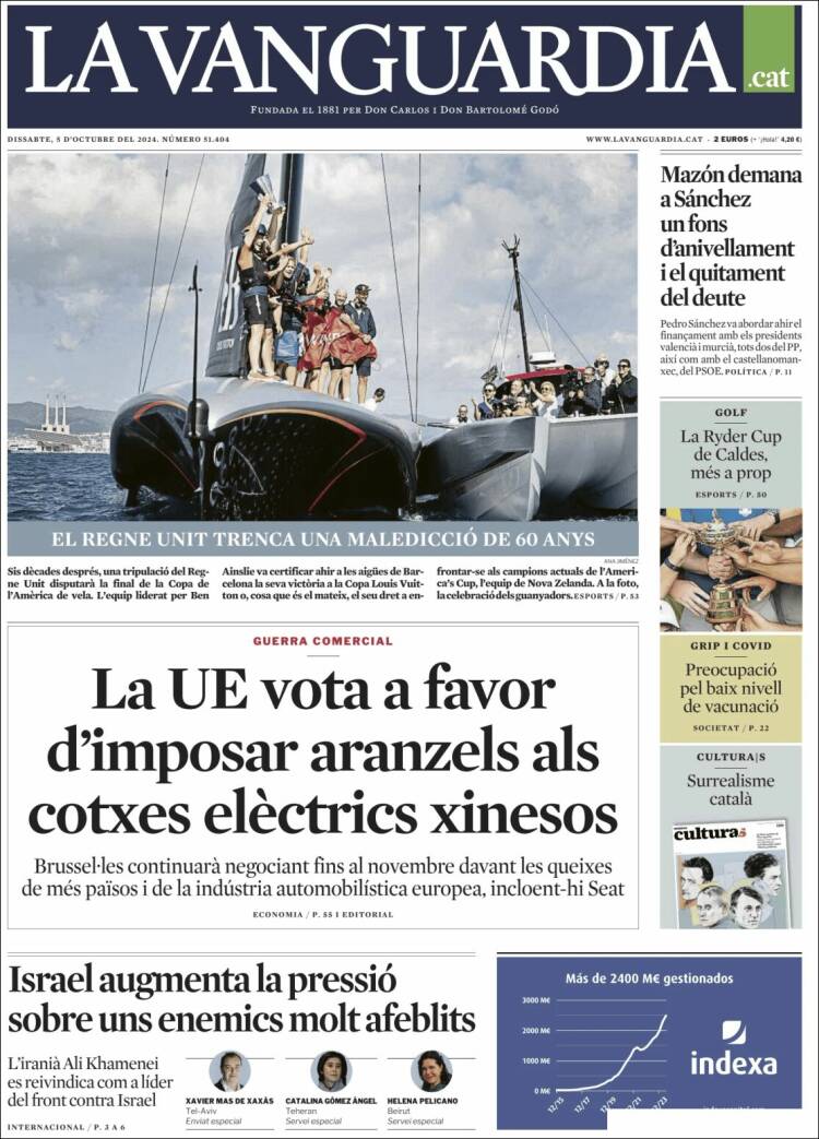 Portada de La Vanguardia (Espa&ntilde;a)