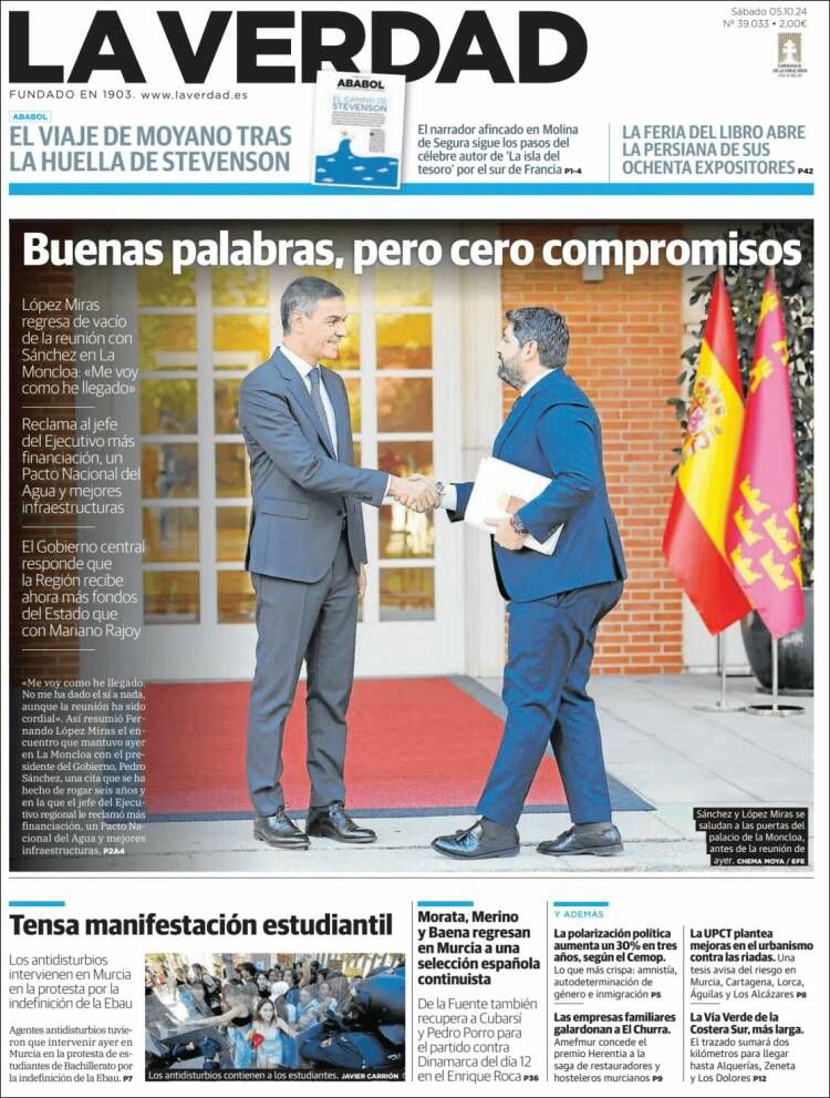 Portada de La Verdad de Murcia (Espa&ntilde;a)