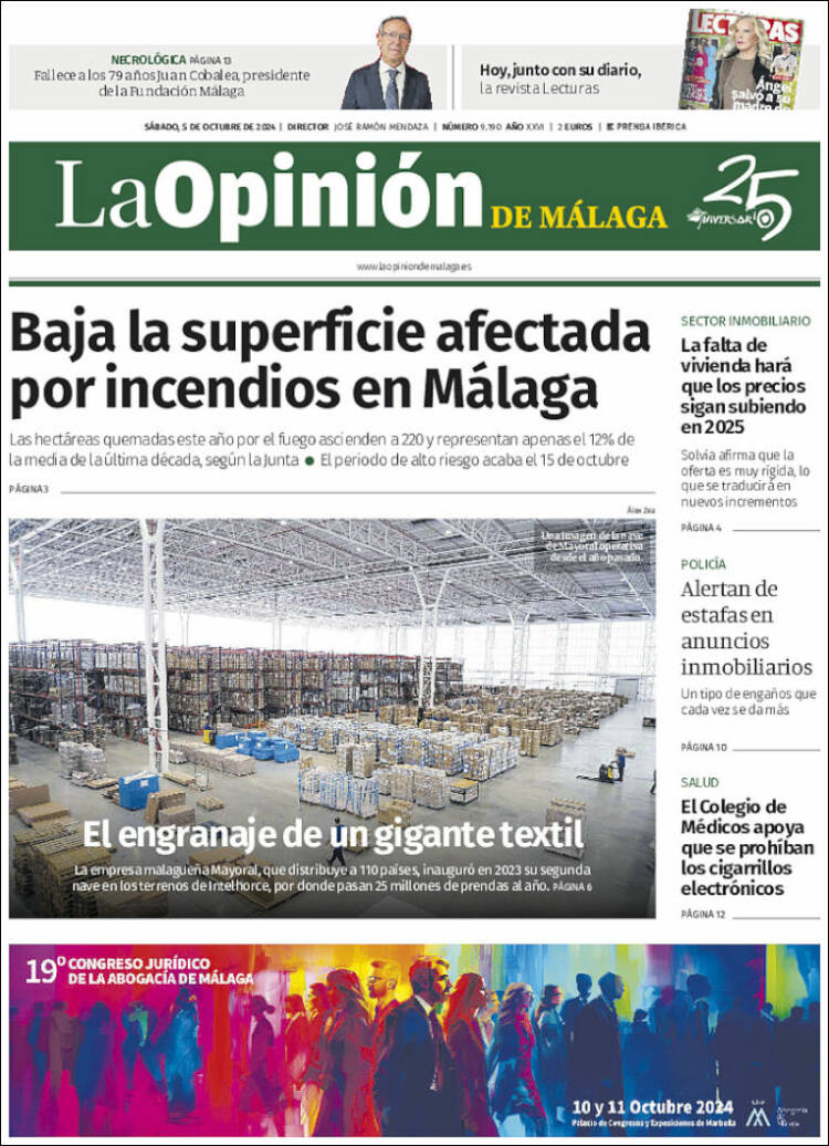 Portada de La Opinión de Málaga (Espa&ntilde;a)
