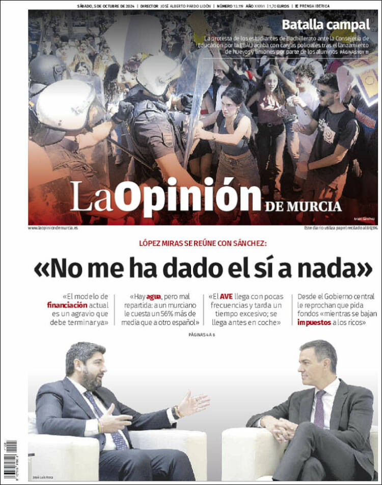 Portada de La Opinión de Murcia (Espa&ntilde;a)