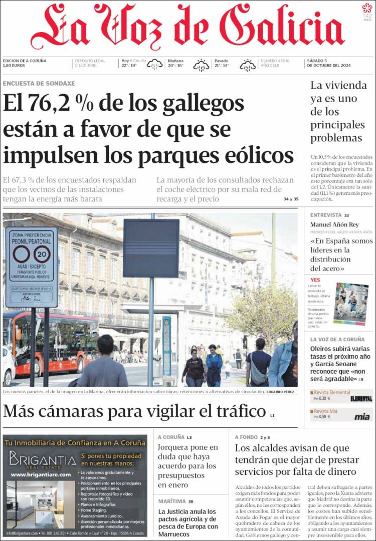 Portada de La Voz de Galicia (Espa&ntilde;a)
