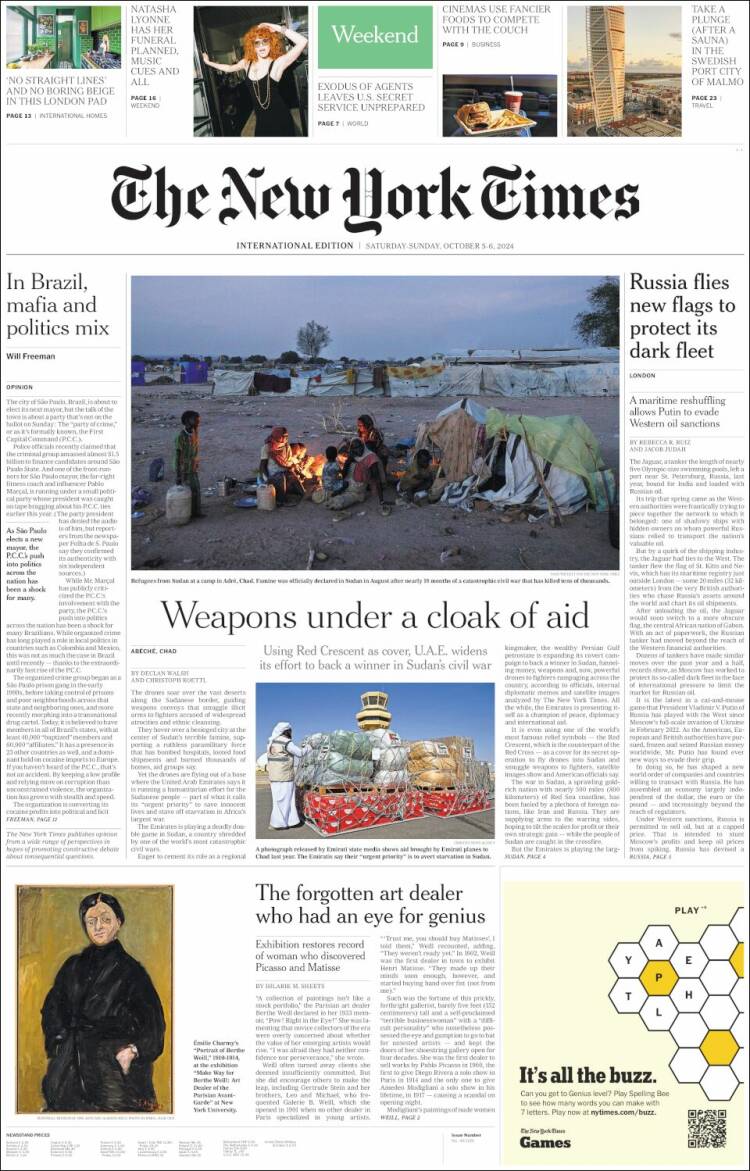 Portada de International New York Times (Europa)